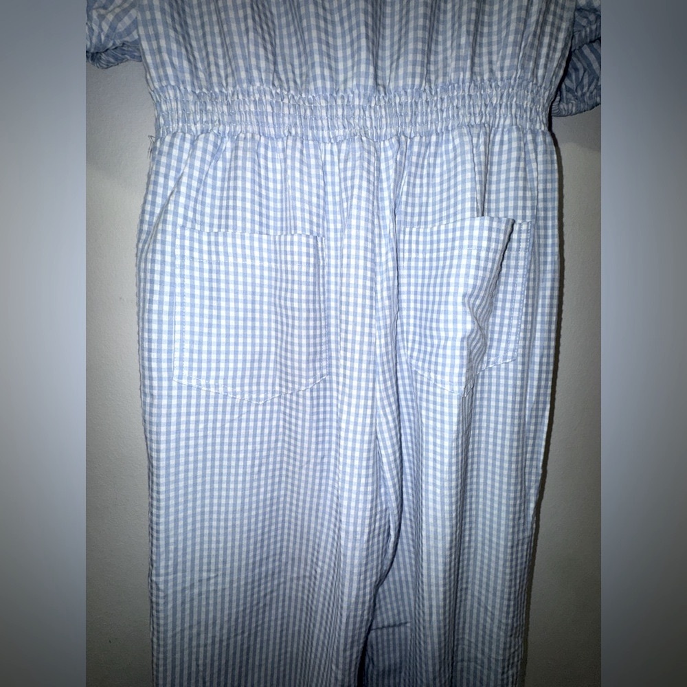 NWT Mable Blue Gingham Jumpsuit with Cinched Waist Small fits US 6/8 - Picture 5 of 6